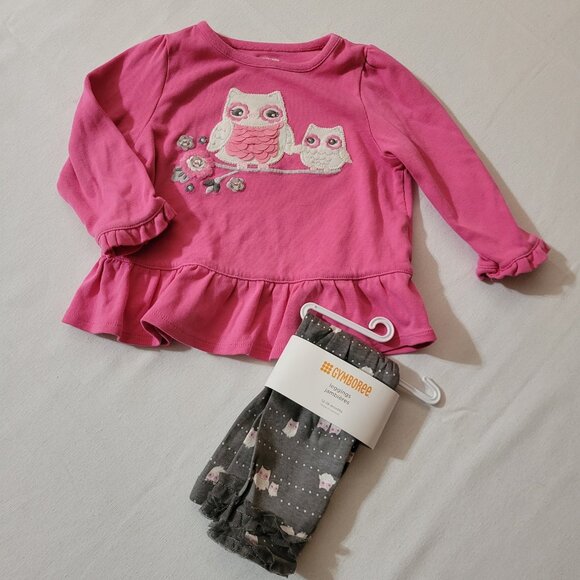 Gymboree Bright Owl 12-18 month Outlet leggings NWT, retail top used set. - Picture 3 of 5